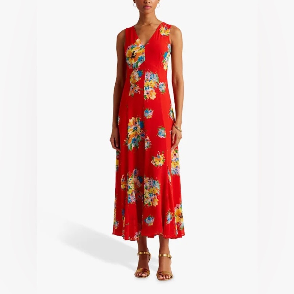NWT Lauren Ralph Lauren Floral Georgette Sleeveless Dress Size 2